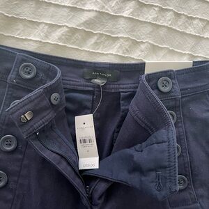 Ann Taylor Navy Button-Front Pants